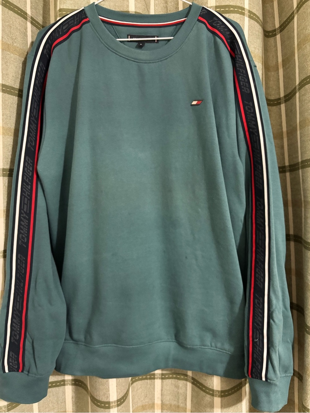 Tommy Hilfiger Tape Sleeve Crewneck Sweatshirt Teal Green - XL